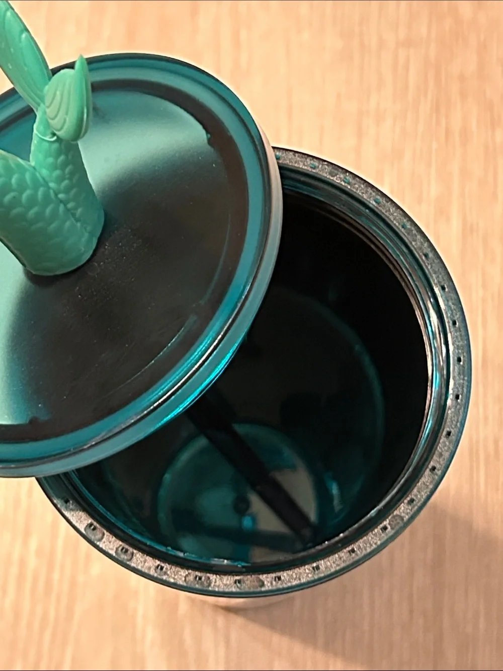 Starbucks Shimmering Emerald Iridescent Double Mermaid Tail Straw Topper Tumbler